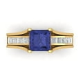 thumbnail image 2 of 2.28 ct Brilliant Princess Cut Tanzanite 18K Yellow Gold Solitaire with Accents Engagement Bridal Wedding Ring Band Set size 5, 2 of 7