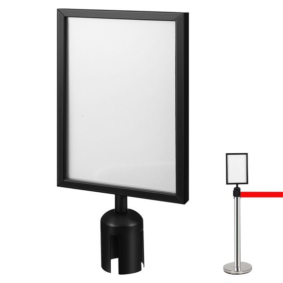 OULII Sign Frame for Stanchions Metal Black 1 Pack for Airport Office Garage Building