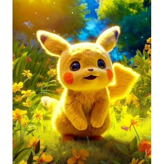 Pikachu Diamond Painting Kits, Diamond Art Kits for Kids, 5D Diamond Painting, Diamond Painting Picture for Home Decoration 12x16 inch