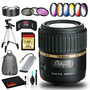 Tamron SP 60mm f/2 Di II 1:1 Macro Lens for Sony A Includes Cleaning Kit, Memory Kit, Tripod, and Filter Kits
