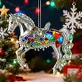 thumbnail image 2 of Beautynvta Horse Christmas Ornaments, 3.15'' Exquisite Glitter Horse Ornaments for Christmas Tree Decoration, 2D Acrylic Animal Hanging Pendant, Xmas Gifts for Horse Lovers, 2 of 8