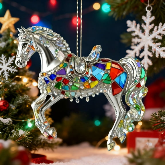 DAMAI Horse Christmas Ornaments 2025, Vintage Farm Animal Hanging Ornaments, Christmas Tree Hanging Ornament Xmas Decorations for Horse Lovers Horses Xmas Tree Ornament