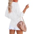 thumbnail image 4 of Blusa de mujer con cuello en V, elegante, de manga larga, estilo empresarial, informal, holgada, lisa, de manga larga, con bolsillo, 4 of 5