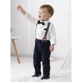thumbnail image 5 of WESIDOM Infant Boy Clothes Formal Suits 3PCS Shirt Bowtie Suspender Pants Outfit Cotton Fabric 1-5T, 5 of 12