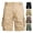 Khaki, variant on PUMISAS Cargo Shorts For Men Elastic And Adjustable Waistband Mid Waist Pants Summer Solid Color Button Pants Casual Loose Shorts With Side Pockets