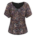 thumbnail image 3 of Blusa de lentejuelas TIYOMI talla grande para mujer con cuello en V y manga corta, 3 of 4