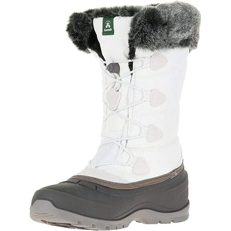 

Kamik Momentum2 White Pull On Rounded Toe Waterproof Fur Trim Ankle Snow Boots (White 6)