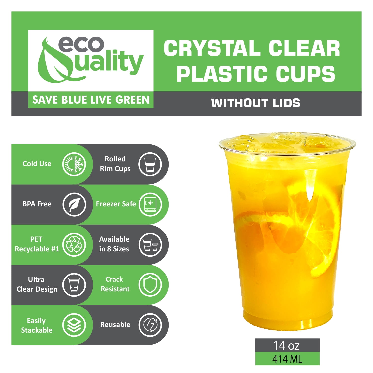 1000 Count] 14 oz Clear Plastic Disposable Pet Cups | Crystal Clear PET Cup  | Cold Smoothie | Iced Coffee Go Cups | Ideal for Coffee, Parfait, Juice,  Soda, Cocktail, Party Cups (14OZ, 1000 Count) - Walmart Business Supplies