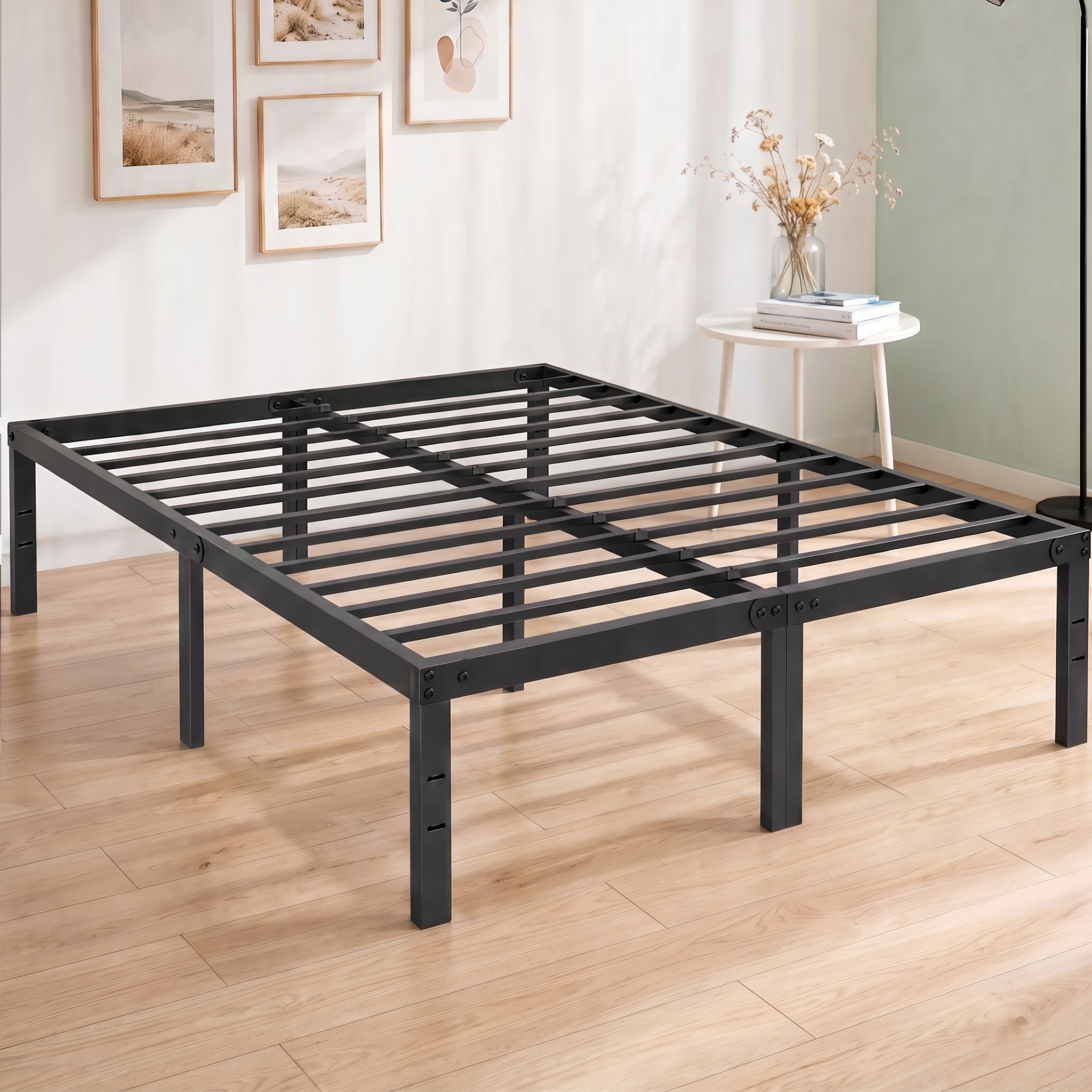 edx Full Size Platform Bed Frame with Storage, Black