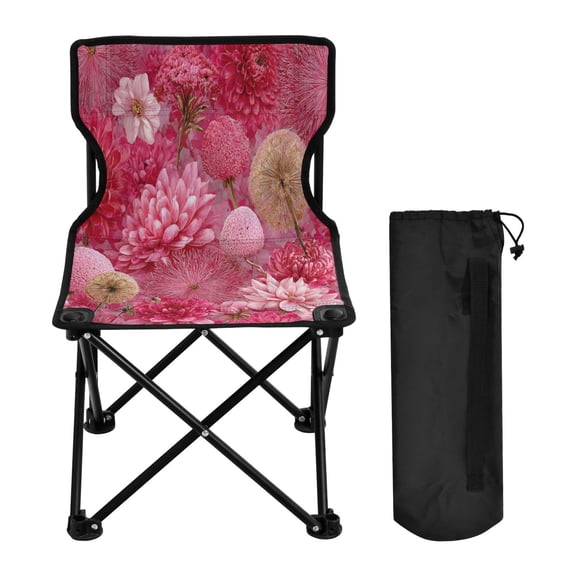 600D Oxford Camping Chair Portable Foldable Chair Supports 220 lbs for Picnic, Fishing, Backpacking Red Chrysanthemum and Dandelion