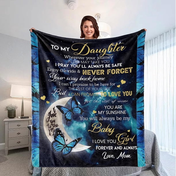 LHSHID Gifts for Daughter from Dad to My Daughter Blanket from Dad Adult Daughter Gifts for Birthday Christmas Father to Daughter Super Soft Cozy Flannel Throw Blanket 60x80in