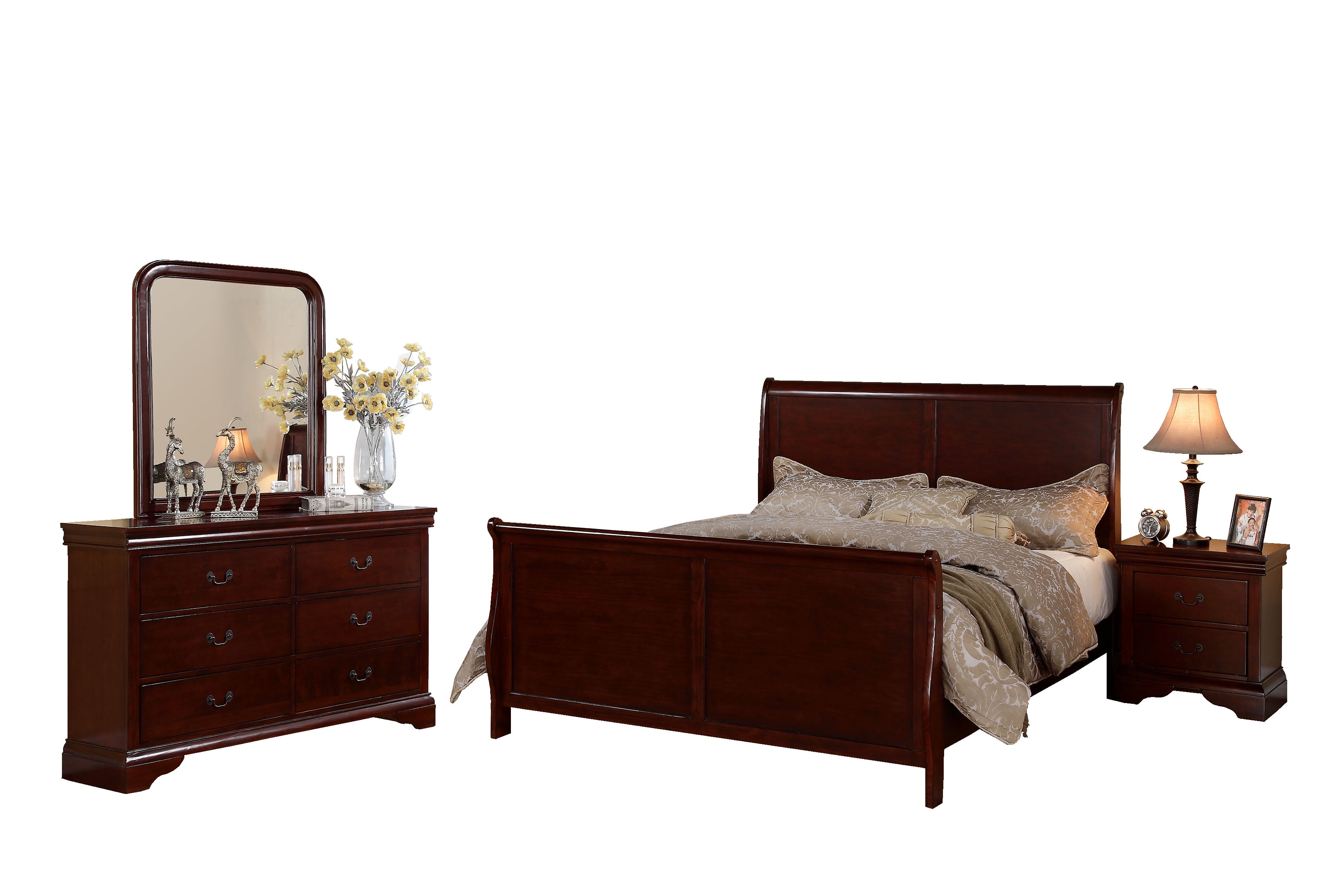 Transitional Bedroom Furniture Cherry Full Size bed Dresser