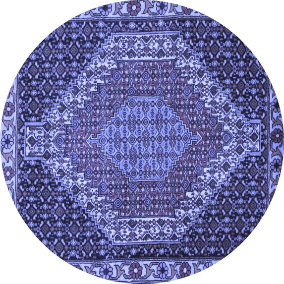Ahgly Company Indoor Round Medallion Blue Traditional Area Rugs, 7' Round