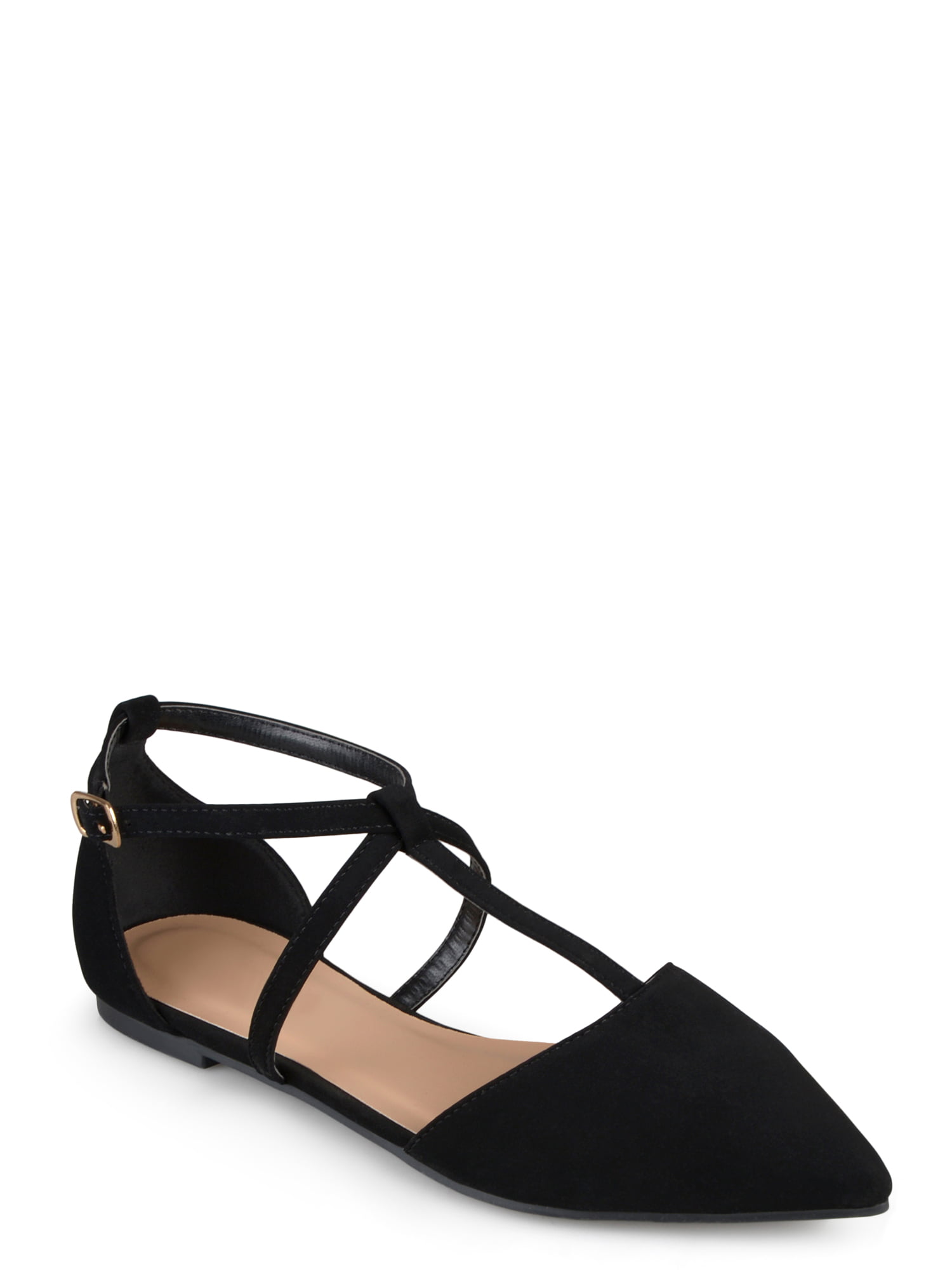 t strap pointed toe flats