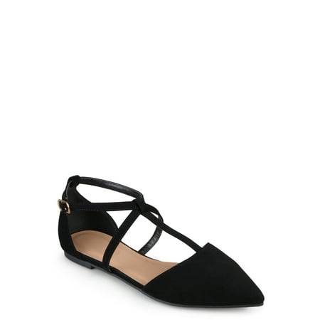 Brinley Co. - Women's Pointed Toe Ankle Wrap T-strap D'orsay Flats ...