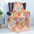 thumbnail image 4 of Floral Soft Flannel Fleece Throw Blanket, Artwork of Watercolor Style Blossoming Roses, Cozy Plush for Indoor and Outdoor Use, 70" x 90", Coral Orange White, by Ambesonne, 4 of 5
