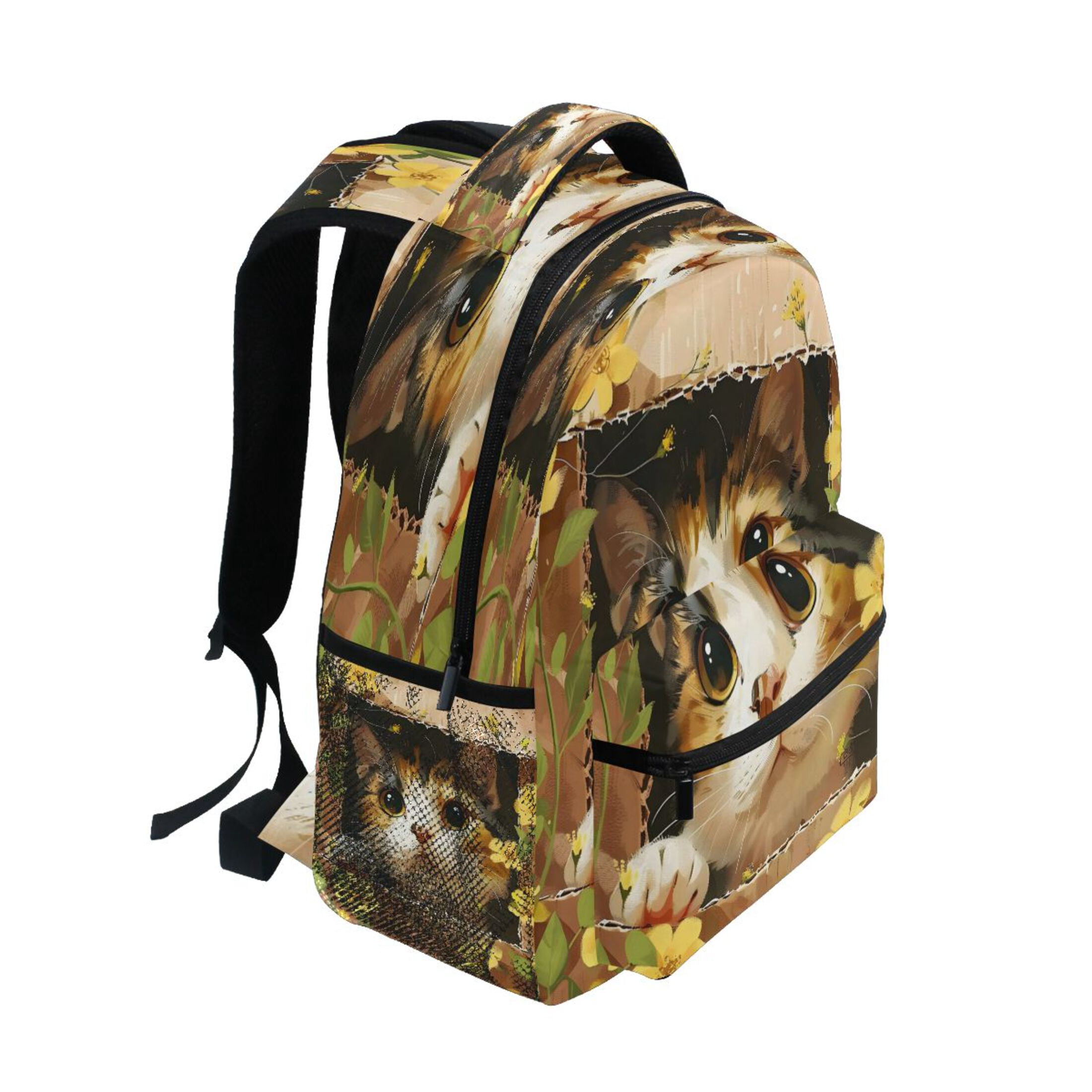 DIXRUYEE Backpack Schoolbag Cat Cardboard Box Pattern 15L/18L 2-SIZE