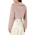 thumbnail image 3 of INSPIRE CHIC Women's Faux Fur Bolero Shrug Crop Jacket Evening Bow Tie Front Fluffy Coat L Dusty Pink, 3 of 6