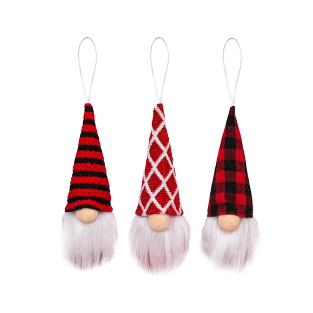 Paquete de tres adornos navideños colgante pequeño de punto adornos colgantes para árbol de Navidad colgante pequeño de muñeco sin rostro de anciano del bosque colgante ANGGREK Otros