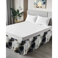 thumbnail image 4 of Black Marble Bed Skirt Queen Size 18" Drop Gold Line Modern Abstract Minimalist Art Ruffled Wrap Around Bed Skirts Adjustable Elastic Bedskirt Dust Ruffle for Queen Size Bed, 4 of 7