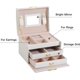 thumbnail image 3 of Joyero, Joyero para mujer, Joyero de cuero PU con 2 cajones, Joyero con cerradura y espejo, Caja de viaje portátil, Forro de terciopelo, 3 of 5