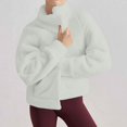 thumbnail image 2 of Womens Fuzzy Fleece Jacket Zip Up Stand Collar Sherpa Coats Casual Winter Warm Fluffy Faux Fur Outwear with Pockets, 2 of 7