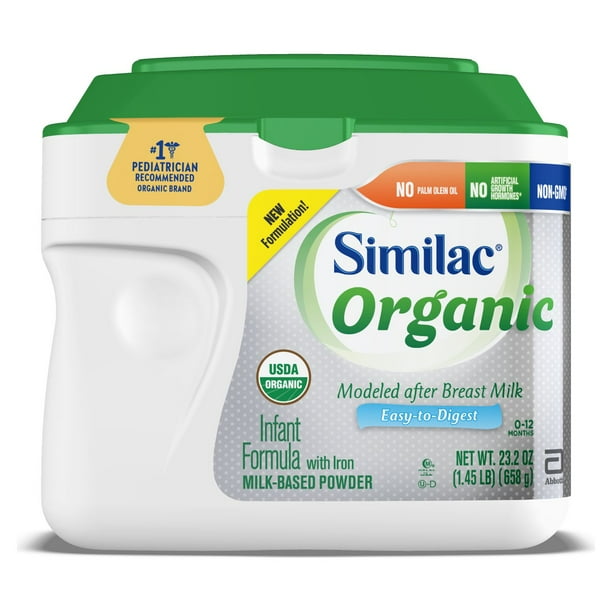 Similac Organic Infant Formula, Modeled After Breast Milk, Made with Lactose, USDA-Certified Organic, Premium Ingredients, Supports Brain and Eye Development, Baby Formula Powder, 1.45-lb Tub