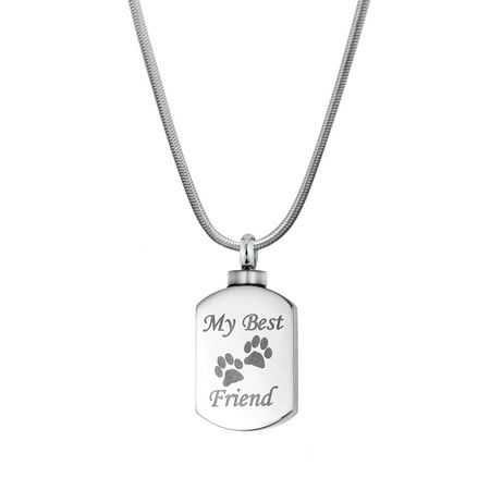 Anavia My Best Friend Dog Tag necklace Pet Cremation Urn Pendant memorial jewelry with Free Funnel Kit and velvet jewelry (Best Friend Tag Feet)