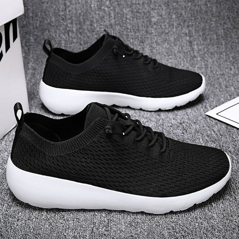 PMUYBHF Womens Sneakers Black Size 10 Ladies Shoes Fashion Comfortable Lace  Up Soft Solemesh Breathable Casual Sneakers 