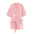 thumbnail image 5 of Fengactive Women's Short Sleeve Plush Robe - Cozy Warm Short Bathrobe Soft Nightgown Sleepwear with Pockets, 5 of 6