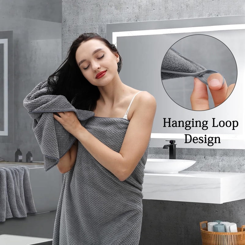 Dark Gray Bath Towels, 4 Pack Oversized Bath Sheet Towels by Muddy Cat Home - 600 GSM, Ultra Soft