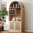 thumbnail image 3 of COSVALVE 71" Farmhouse Coffee Wine Bar Cabinet Liquor Cabinet Wine Glasses Rack Buffet Sideboard for Kitchen,Home Dining Room(Natrual Oak), 3 of 13