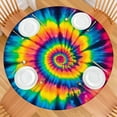 thumbnail image 2 of Colorful Rainbow Tie Dye Spiral Pattern Round Fitted Tablecloth with Elastic Edge,Dining Table Cover Waterproof,Outdoor Round Tablecloth for Camping,Dining,Indoor and Outdoor, 2 of 7