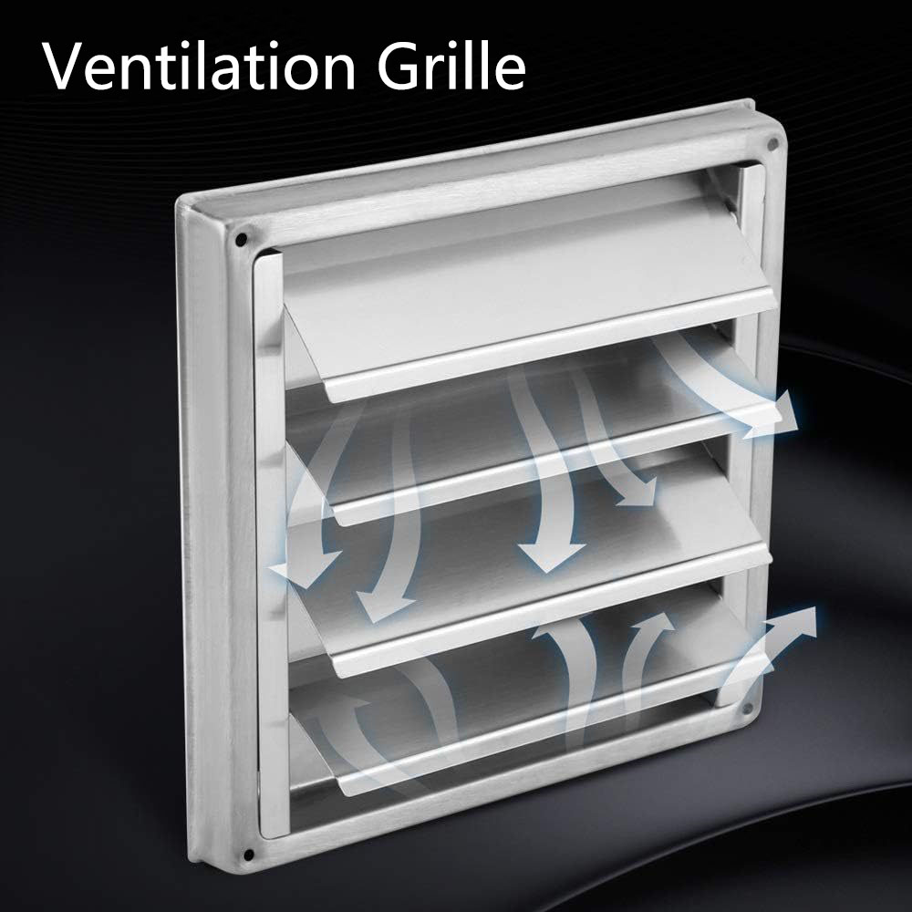 TOP-MAX 304 Stainless Steel Ventilation Grille with Movable Fins Weather Protection Outside Grille 3 Size Choice