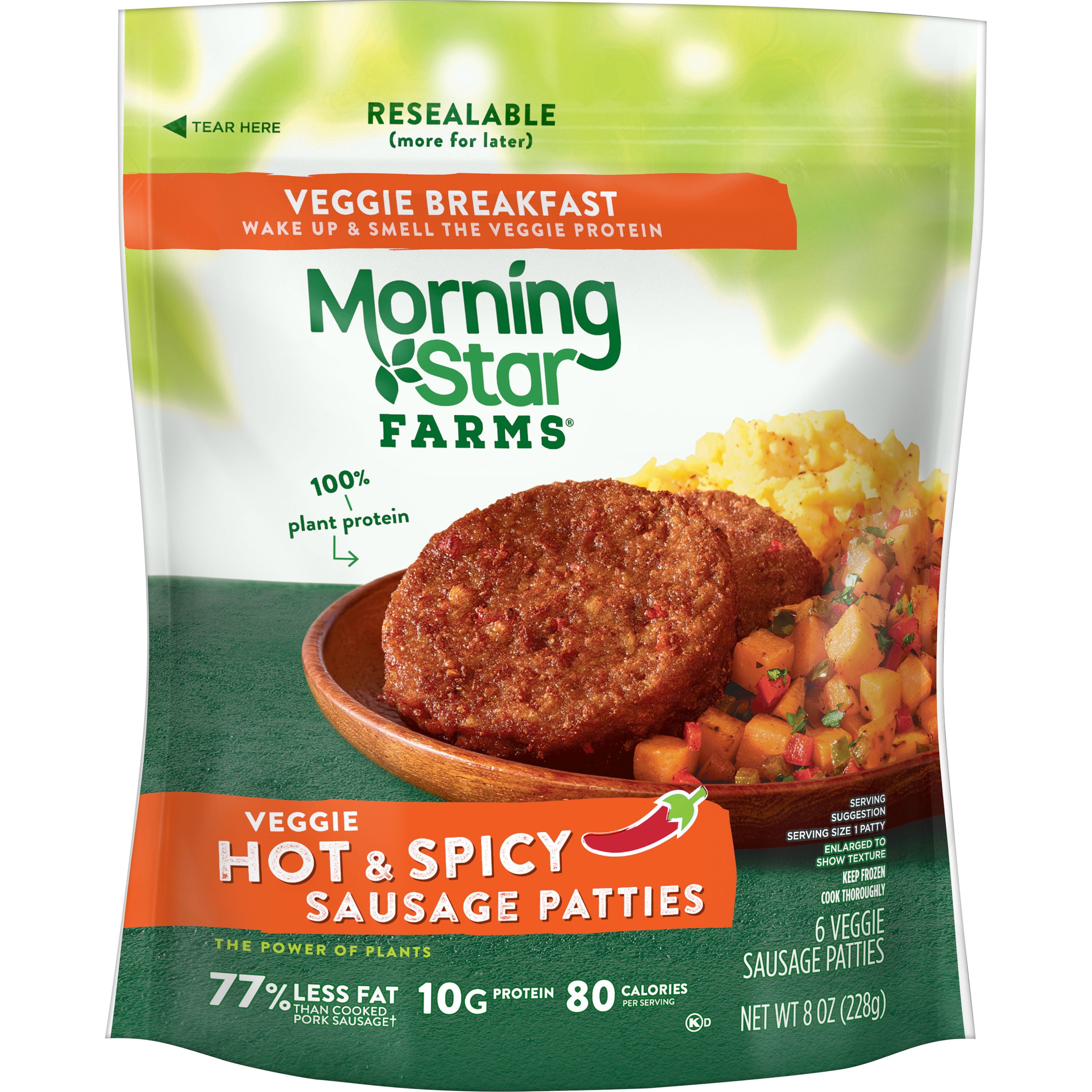 MorningStar Farms Meatless Sausage Patties, Plant Based Protein, Frozen