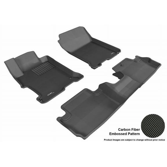3D MAXpider 2013-2017 Fits Honda Accord 1st Row 2nd Row Kagu Carbon Fiber Embossed Pattern Black Floor Mat L1HD04901509