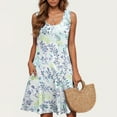 thumbnail image 2 of Levmjia Womens Sleeveless Floral Dress Casual Summer Cotton Spaghetti Strap Round Neck Loose Fit Beach Vacation Sun Dress Multi Color Option, 2 of 5