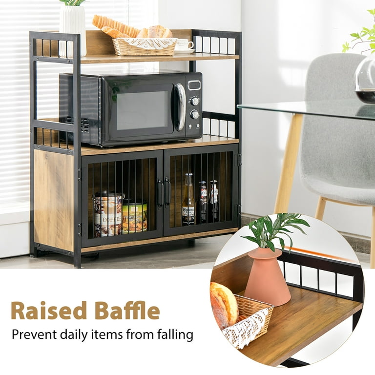 8-Tier Kitchen Baker's Rack with Power Outlets, Microwave Oven StandBlack  in 2023