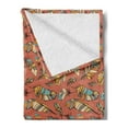 thumbnail image 2 of Feathers Soft Flannel Fleece Blanket, Retro Stripes Dots Doodle Designs Sketch Floating Background Surreal, Cozy Plush for Indoor and Outdoor Use, 50" x 70", Dark Salmon Multicolor, by Ambesonne, 2 of 5