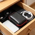 thumbnail image 5 of WeDecorBay Portable Digital Accessory Storage Bag Compact Earphone Organizer Shock Resistant Dividers Durable Zipper 1Pcs Small Item Storage Bag Travel Business Trips Red,Free Size, 5 of 7