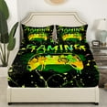 thumbnail image 3 of Erosebridal King Size Gaming Sheet Set Gamer Bed Sheets Video Game Room Decor,Gamepad Controller Gaming Bed Set Teens,Black Yellow Green Tie Dye Top Sheet, 3 of 5