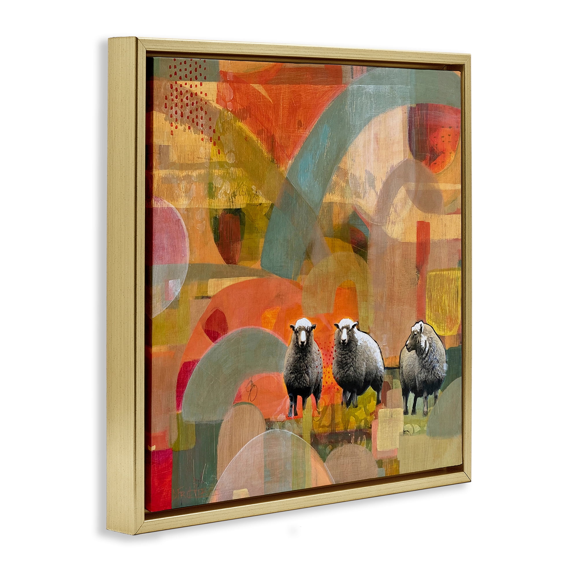 Stupell Industries Counting In My Sheep Gold Framed Floater Canvas Wall Art, design by Dianna Fritzler