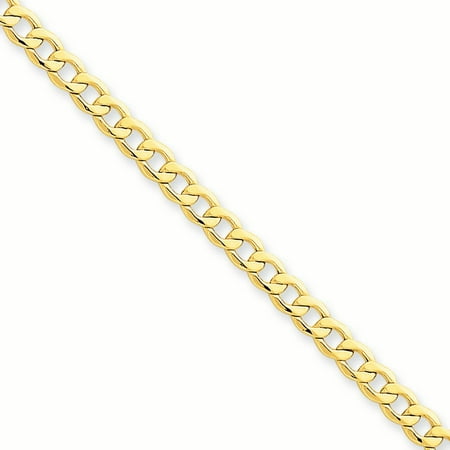 14K Yellow Gold 4.30MM Semi-Solid Curb Link Bracelet, 7"