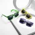 thumbnail image 3 of Montura de gafas de sol de fiesta, mosaico exagerado a cuadros, verde, azul, morado, para fotografía y escenario, 3 of 5