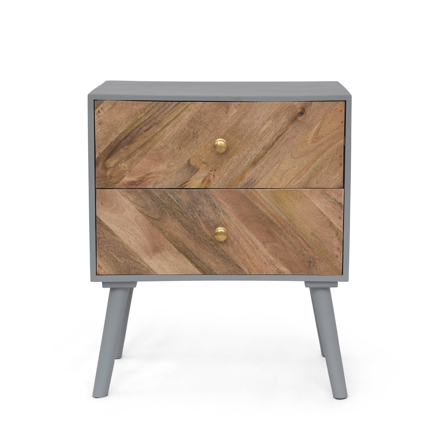 Kepooman Nightstand, Wood Side Table with 2 Drawer, Accent Table with Storage for Bedroom, Living Room, Natural & Grey Kepooman Nightstand, Wood Side Table with 2 Drawer, Accent Table with Storage for Bedroom, Living Room, Natural & Grey