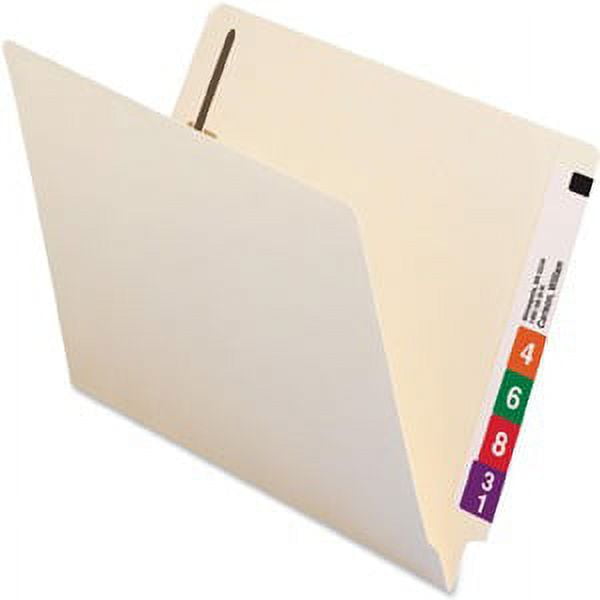 Smead® End-Tab Folders With 2 Fasteners, Straight Cut, Letter Size, Manila, Pack Of 50