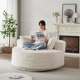 thumbnail image 4 of Leumius 55" Oversized Round Swivel Accent Chair,Upholstered Corduroy 360 Degree Swivel Chair for Living Room, Bedroom, Lounge and Projection Room,Beige, 4 of 11