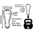 thumbnail image 3 of | 50 Pack and 100 Pack | Bulk Heavy Duty Carabiner Snap Clip Hooks |Black, Zinc and Stainless | Contractors, Gyms, Fitness Centers, Business,, 3 of 13
