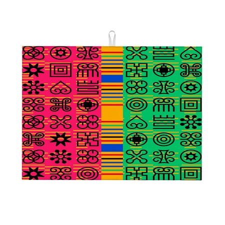 

Dish Drying Mat African Ethnic Pattern Microfiber Absorbent Drying Mats Reversible Kitchen Countertop Protector Dishes Drainer Rack Pad 18x24 Inch
