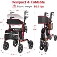 thumbnail image 5 of Walkers for Seniors, Rollator Walker with Seat, 350 lb Weight Capacity, 18" Big Seat, 8" All-Terrain Wheels, 6-Level Adjustable Height, Lightweight Aluminum Frame Rollator Walkers for Seniors (Red), 5 of 8